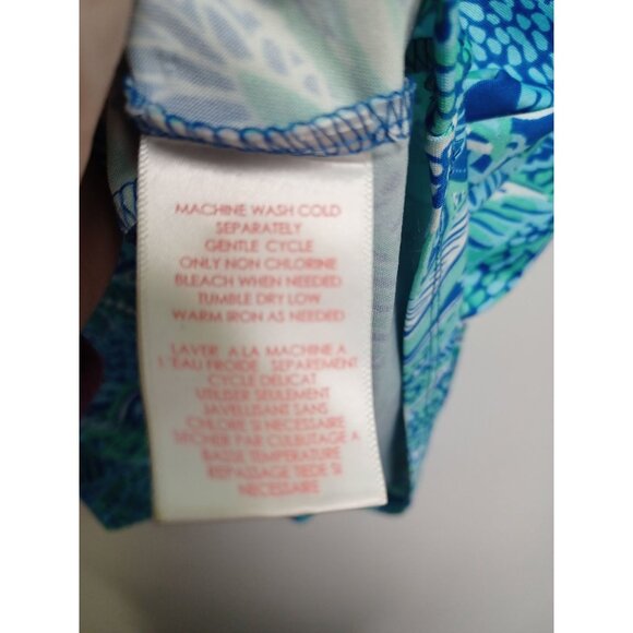 Stiff Palms Collection Womens Tropical Print Dress L Blue/Green 4041 - Picture 7 of 9